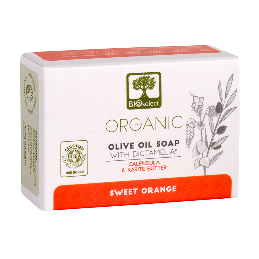 Натуральне оливкове мило BIOselect Olive Oil Soap з календулою та олією карите, для дитячої та чутливої шкіри, 80 г