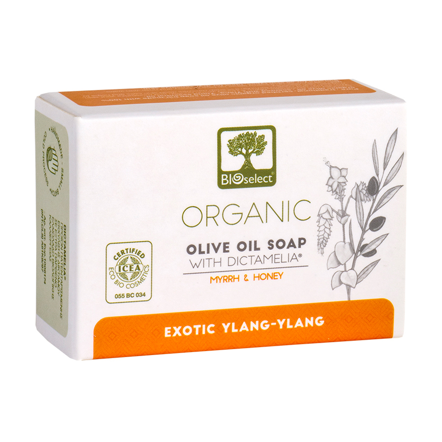 Натуральне оливкове мило для обличчя та тіла BIOselect Olive Oil Soap для антивікового догляду, з миррою та медом, 80 г