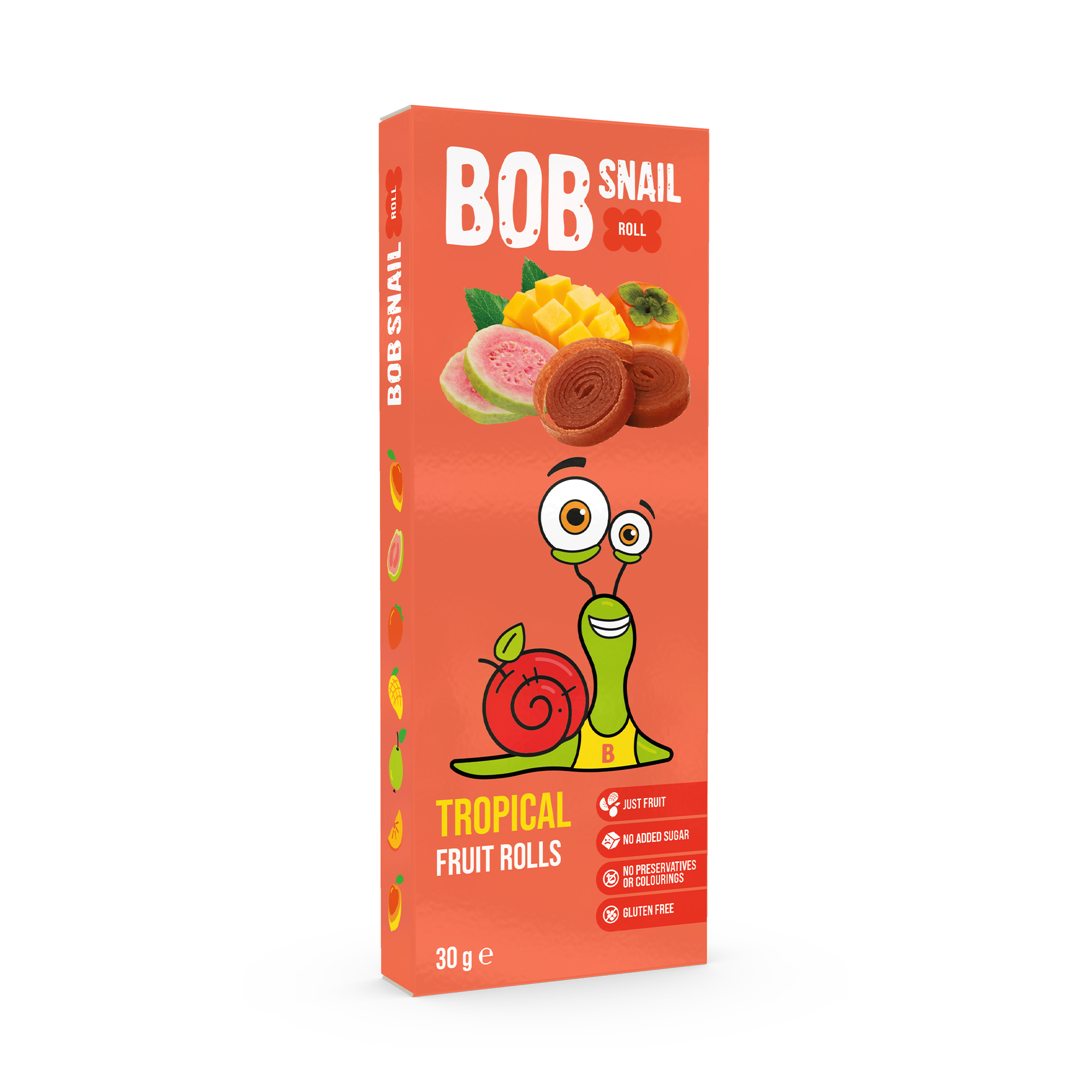 Натуральні фруктові цукерки Bob Snail Тропічні фруктові роли, 30 г