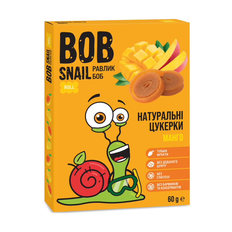 Натуральні цукерки Bob Snail Манго, 60 г
