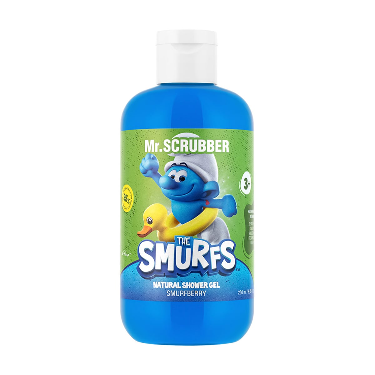 Натуральний дитячий гель для душу Mr.Scrubber The Smurfs Natural Shower Gel, Smurfberry, 250 мл