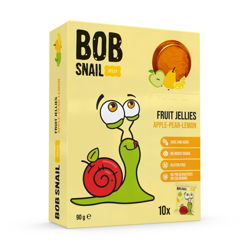 Натуральний фруктовий мармелад Bob Snail Яблуко-груша-лимон, круглий, 10*9 г