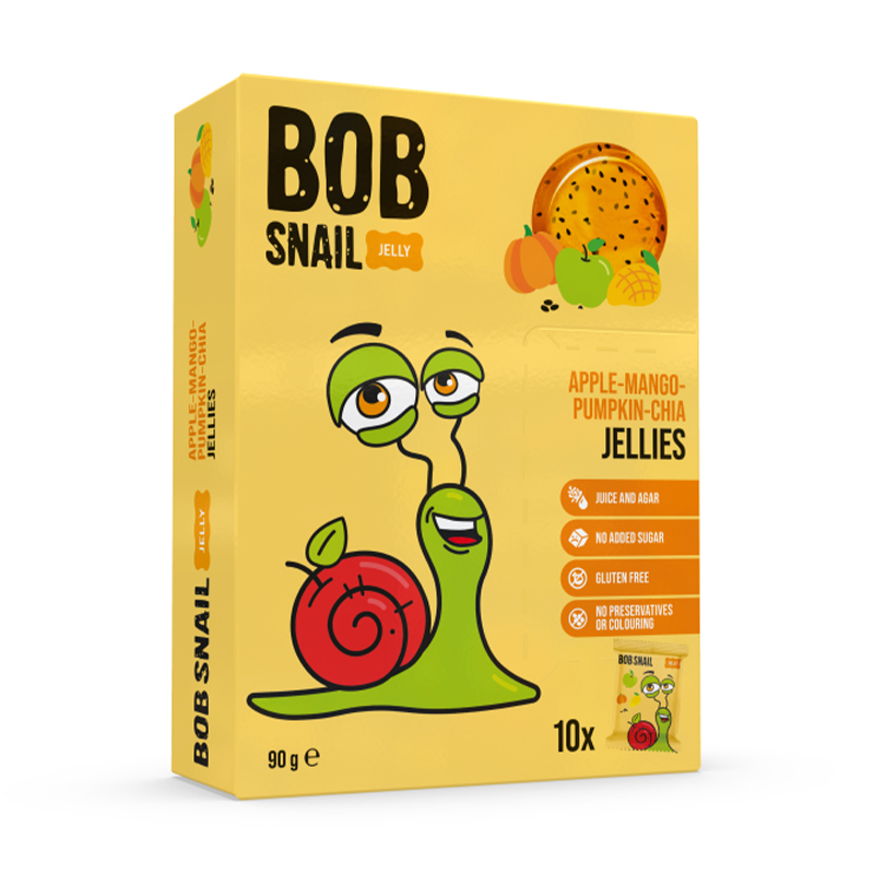 Натуральний фруктовий мармелад Bob Snail Яблуко-манго-гарбуз-чіа, круглий, 10*9 г