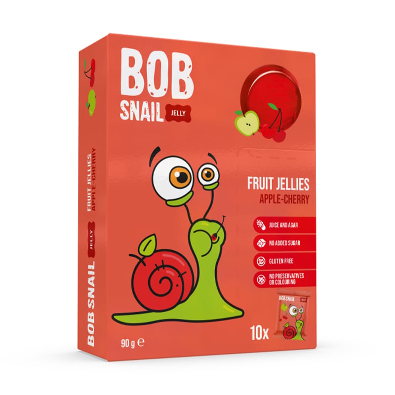 Натуральний фруктовий мармелад Bob Snail Яблуко-вишня, круглий, 10*9 г