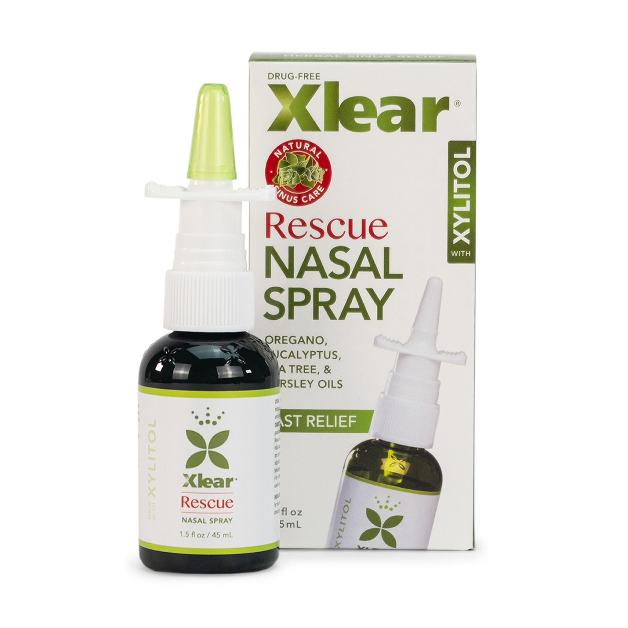Натуральний сольовий назальний спрей Xlear Rescue Nasal Spray з ксилітом та ефірними оліями, з дозатором, 45 мл