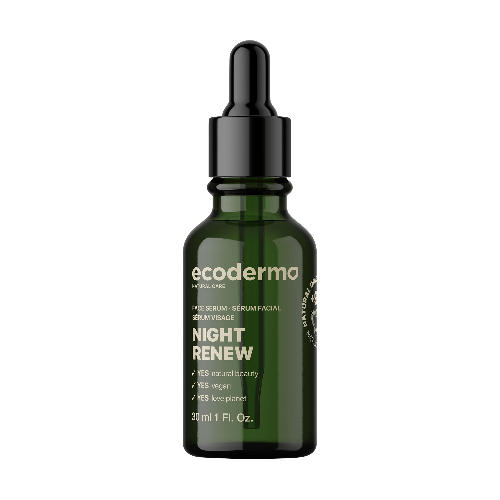 Нічна інтенсивна відновлювальна сироватка для обличчя Ecoderma Night Renew Face Serum з АНА, ретиналем, абіссінською олією та фітостеролами, 30 мл