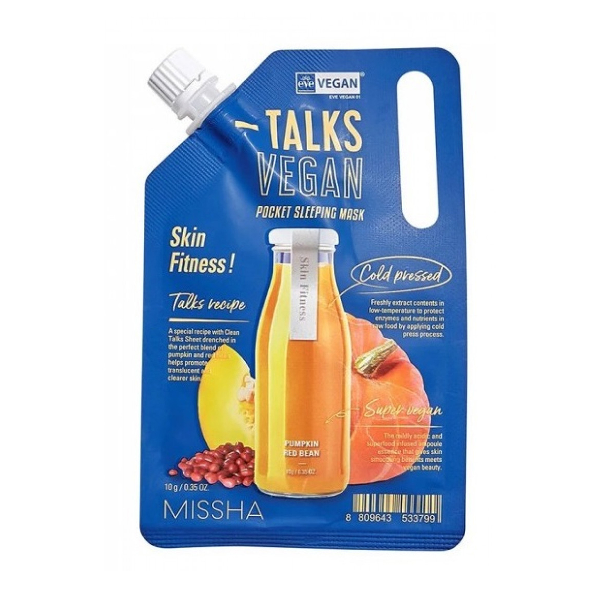 Нічна маска для обличчя Missha Talks Vegan Squeeze Pocket Sleeping Mask Skin Fitness, 10 г