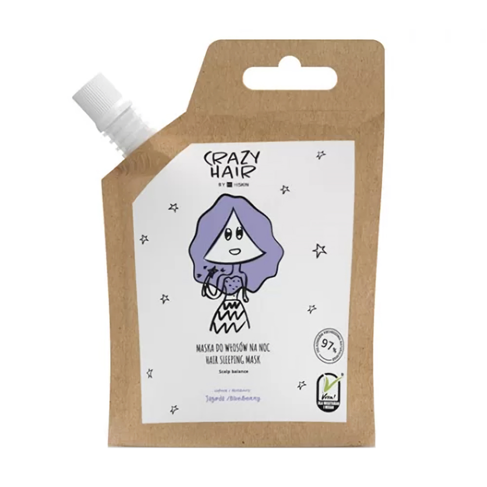 Нічна маска для волосся HiSkin Crazy Hair Hair Sleeping Mask Blueberry, 100 мл (дойпак)