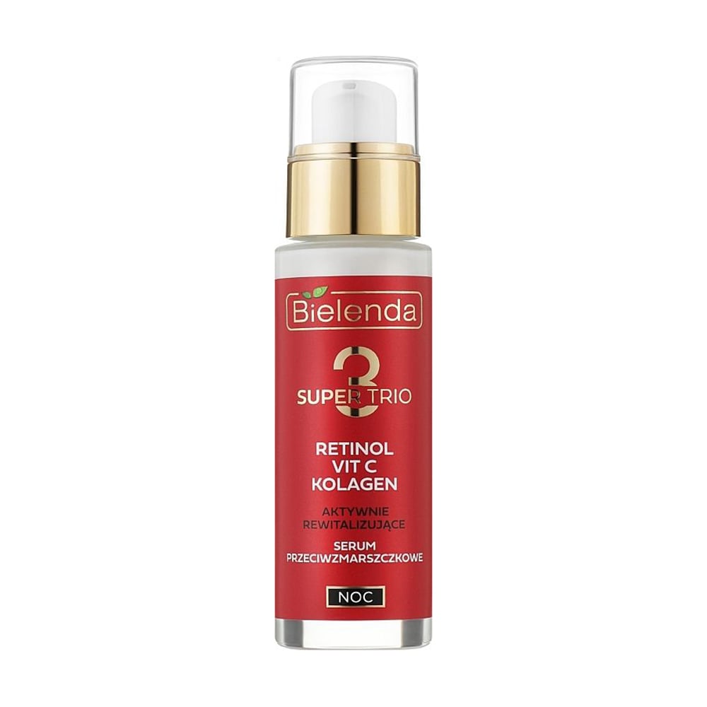 Нічна сироватка для обличчя Bielenda Super Trio Retinol Vit C Kolagen проти зморщок, 30 мл