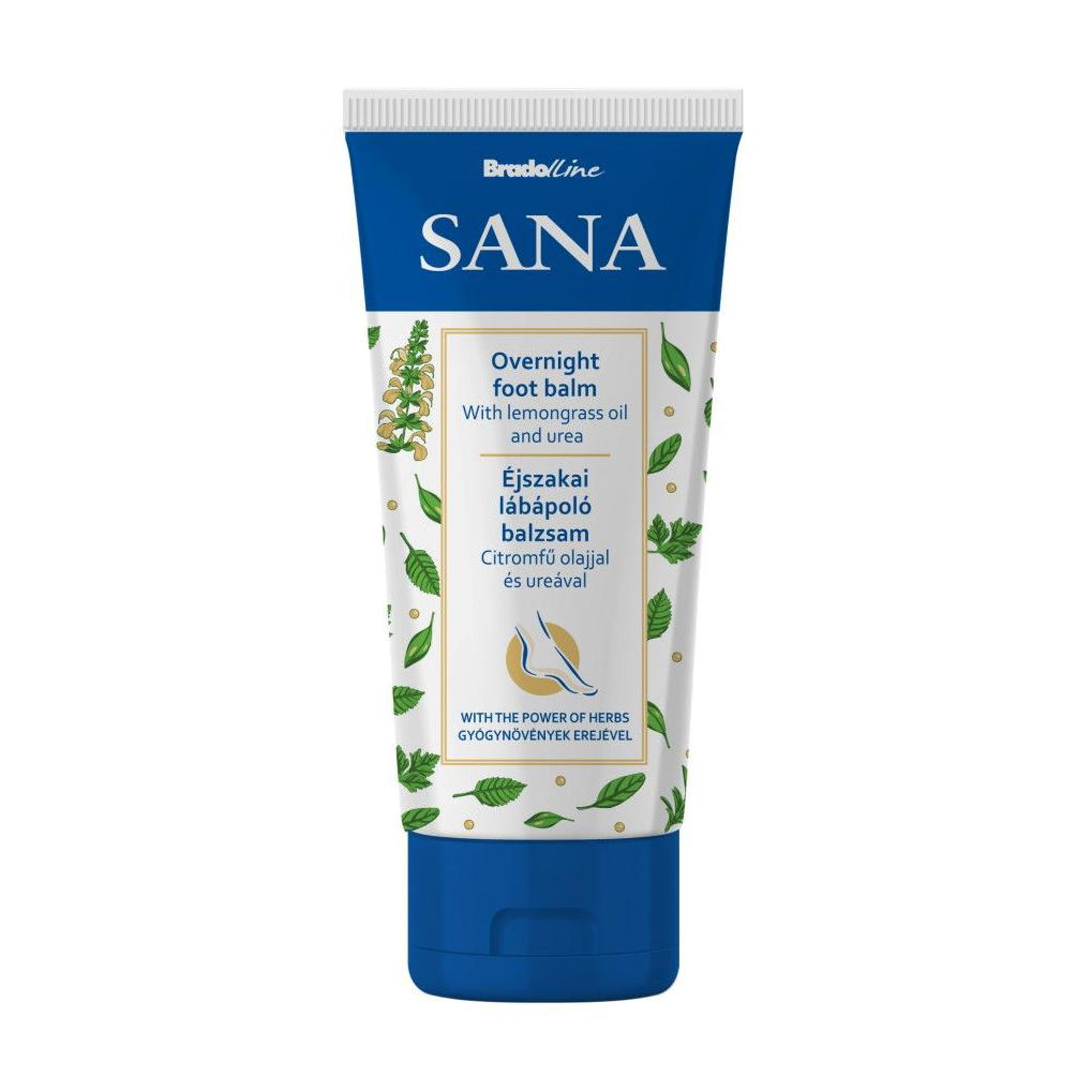Нічний бальзам для ніг Bradoline Sana Overnight Foot Balm з олією лемонграсу та сечовиною, 100 мл