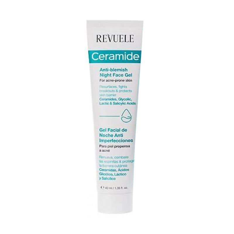 Нічний гель для обличчя Revuele Ceramide Anti-blemish Night Face Gel, для схильної до акне шкіри, з керамідами, 40 мл
