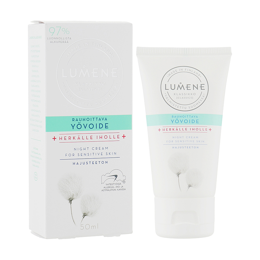 Нічний крем для чутливої шкіри обличчя Lumene Klassiko Soothing, 50 мл