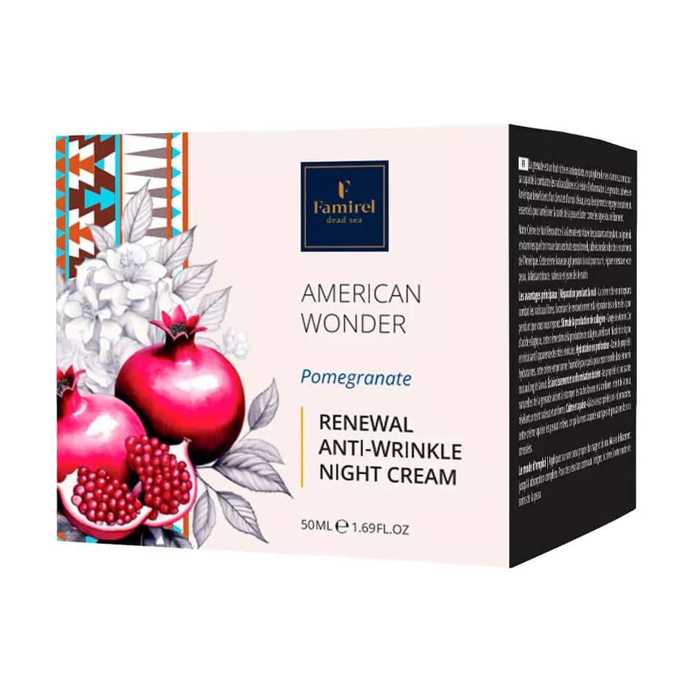 Нічний крем для обличчя Famirel Wonder World American Wonder Pomegranate Renewal Anti-Wrinkle Night Cream проти зморщок, 50 мл