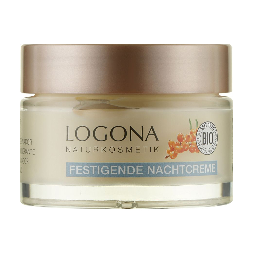 Нічний крем для обличчя Logona Festigende Nachtcreme Extra Regenerierend Екстраревіталізація, з обліпихою й гіалуроновою кислотою, 50 мл