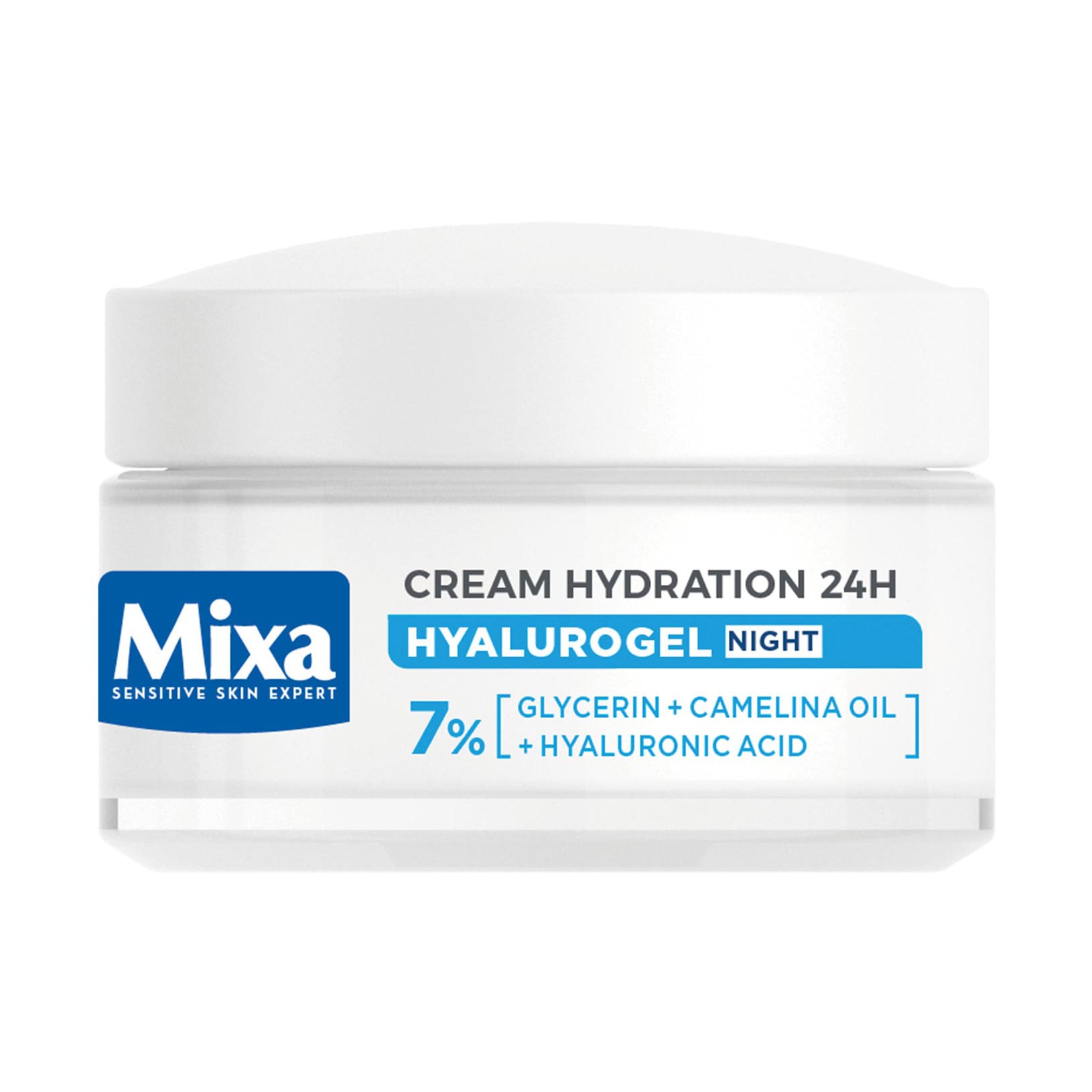 Нічний крем-маска для обличчя Mixa Hyalurogel Night Cream-Mask Hydration для сухої та дуже сухої шкіри, з гіалуроновою кислотою та гліцерином, 50 мл
