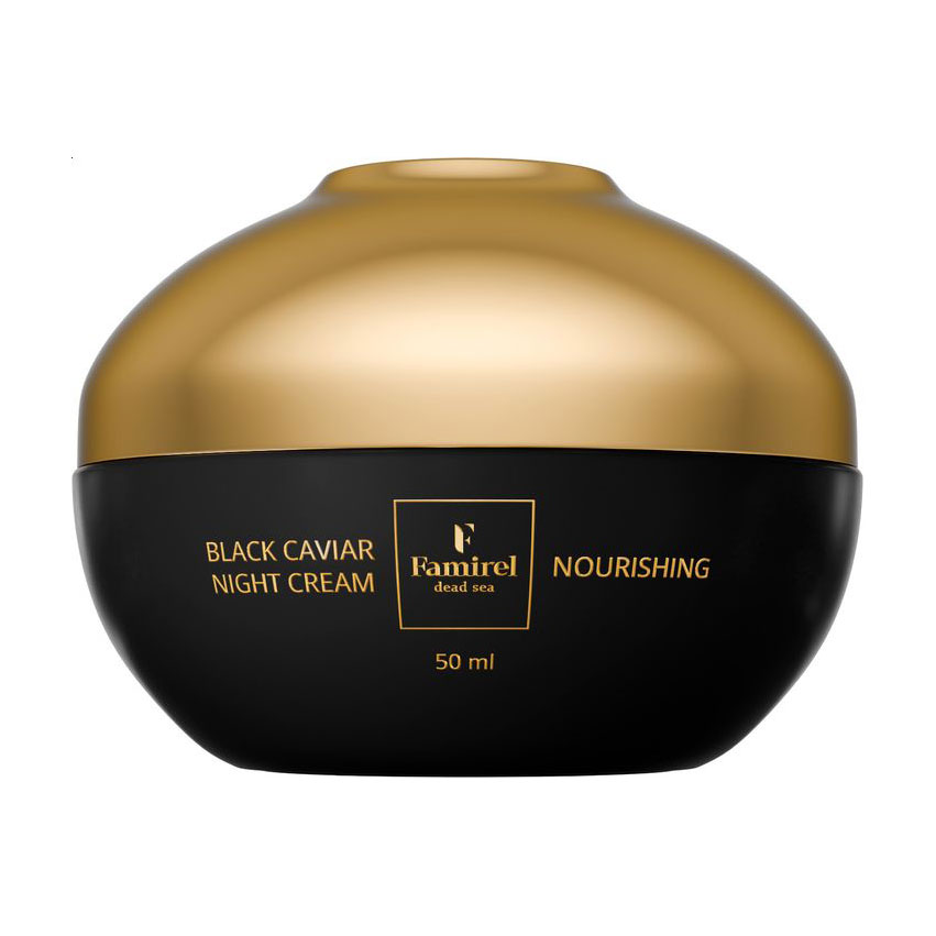 Нічний живильний крем для обличчя Famirel Black Caviar Nourishing Night Cream з екстрактом чорної ікри, 50 мл