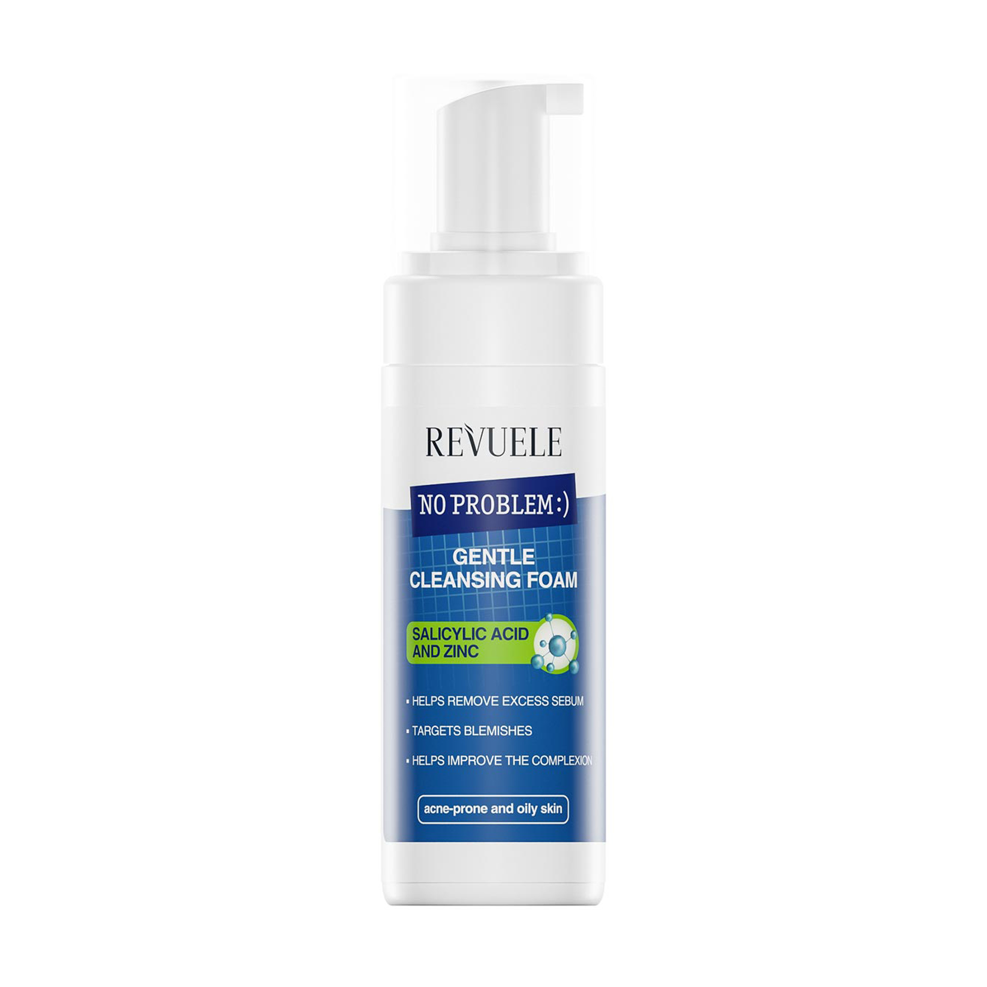 Ніжна пінка для вмивання Revuele No Problem Gentle Cleansing Foam для схильної до акне та жирної шкіри, з саліциловою кислотою та цинком, 150 мл