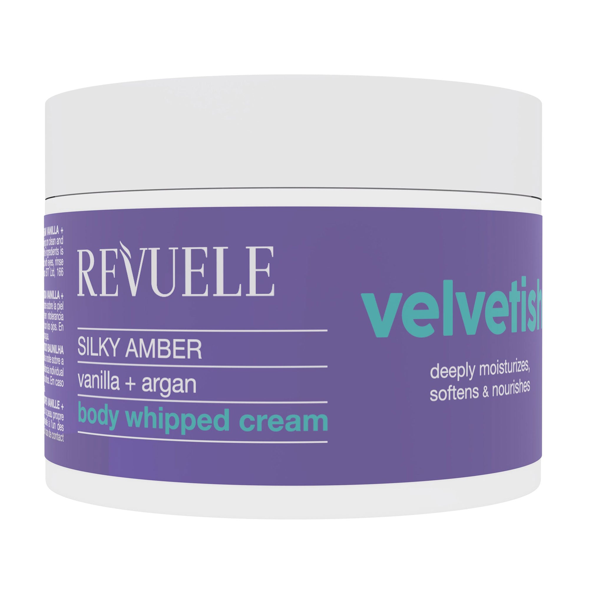Ніжний зволожувальний крем для тіла Revuele Velvetish Silky Amber Body Whipped Cream з ваніллю та арганою, 300 мл