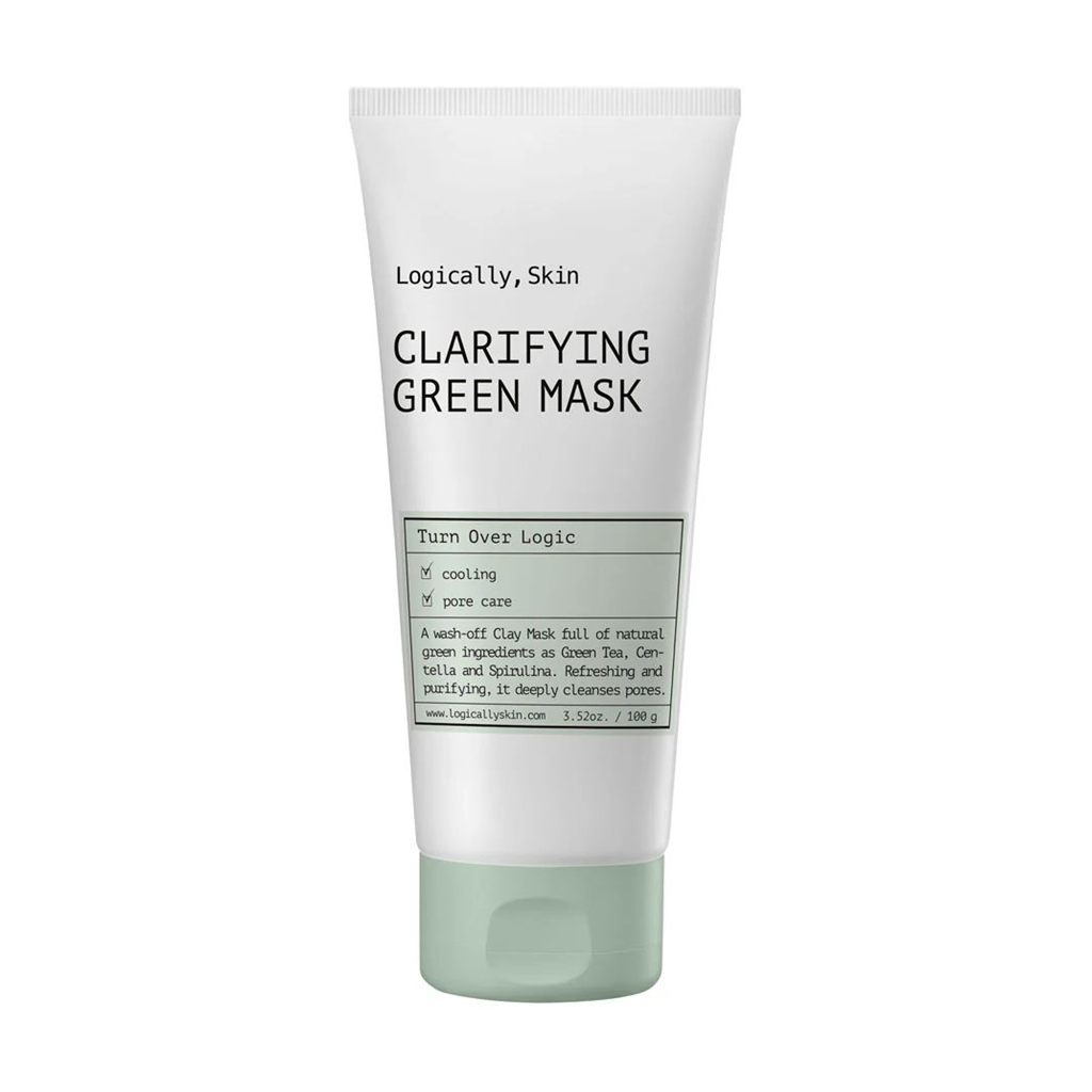 Очищувальна маска для обличчя Logically, Skin Clarifying Green Mask з глиною та спіруліною, 100 г