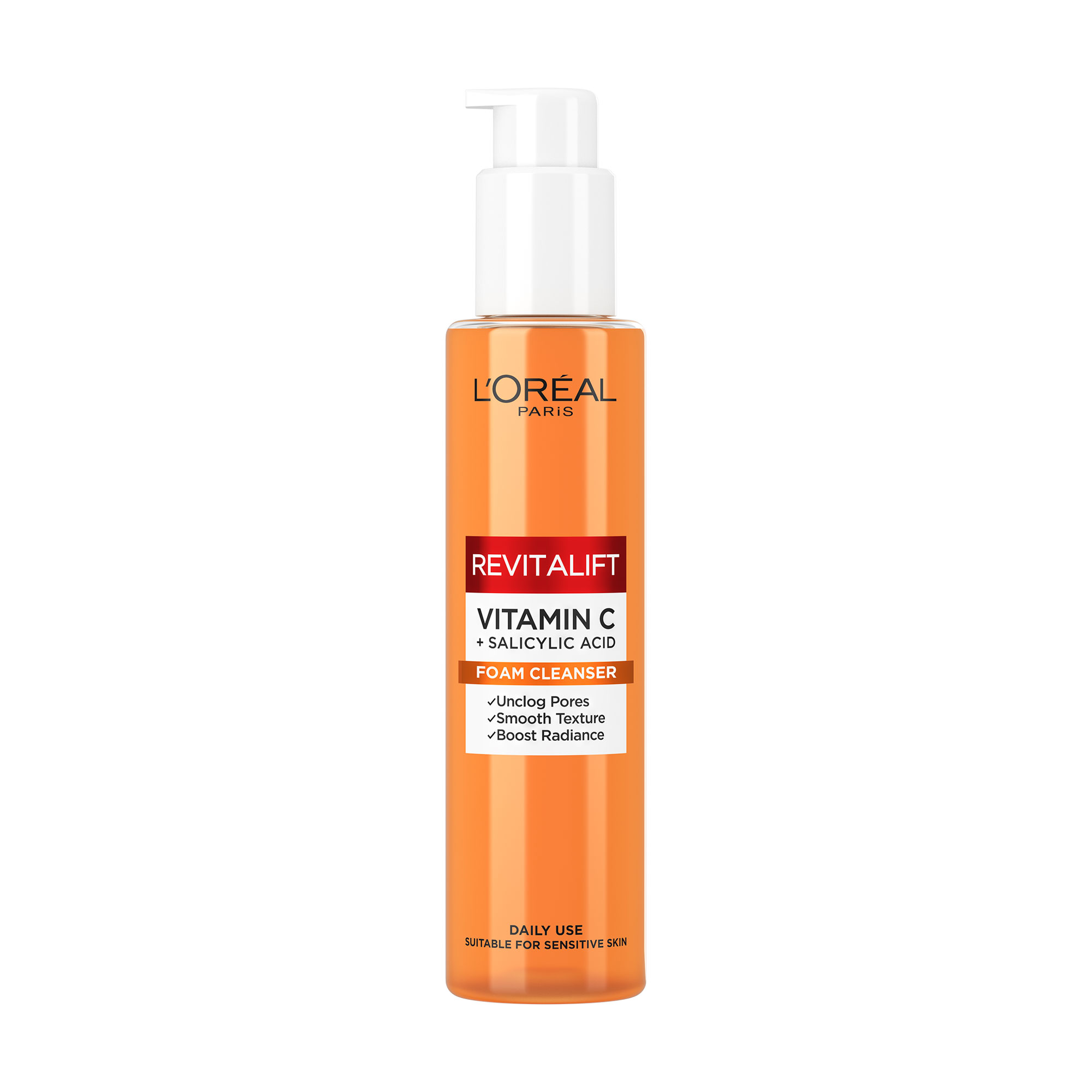 Очищувальна пінка для обличчя L'Oreal Paris Revitalift Vitamin C + Salicylic Acid Cleanser для чутливої шкіри, 150 мл