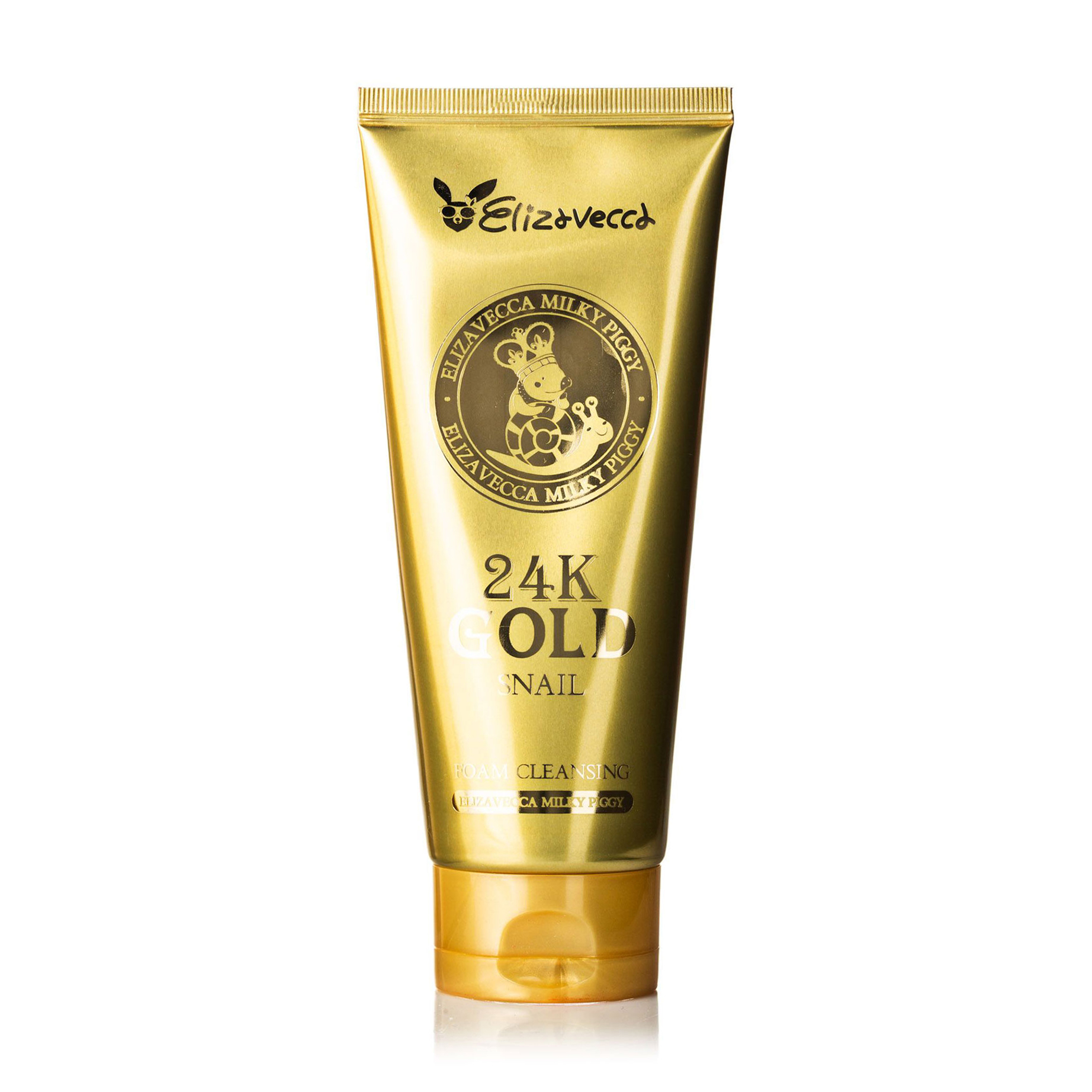 Очищувальна пінка для вмивання Elizavecca Milky Piggy 24K Gold Snail Cleansing Foam із муцином равлика та 24К золотом, 180 мл