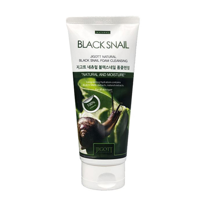 Очищувальна пінка для вмивання Jigott Natural Black SnaiL Foam Cleansing з муцином равлика, 180 мл