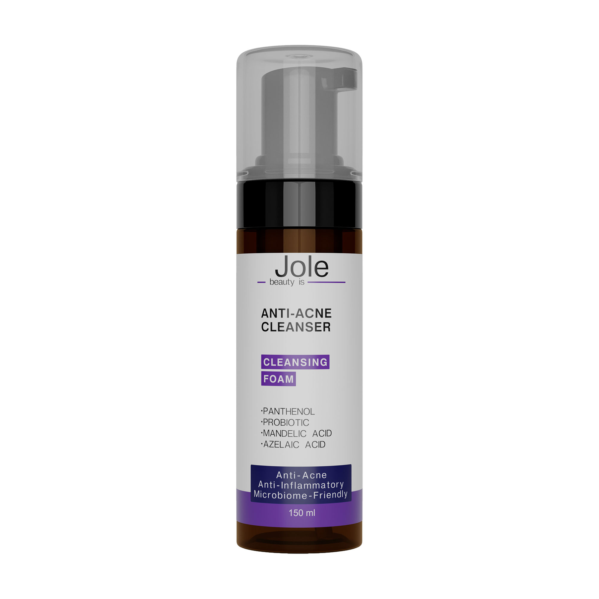 Очищувальна пінка для вмивання Jole Anti Acne Cleanser Foam з азелаїновою кислотою, ніацинамідом та пробіотиками, 150 мл