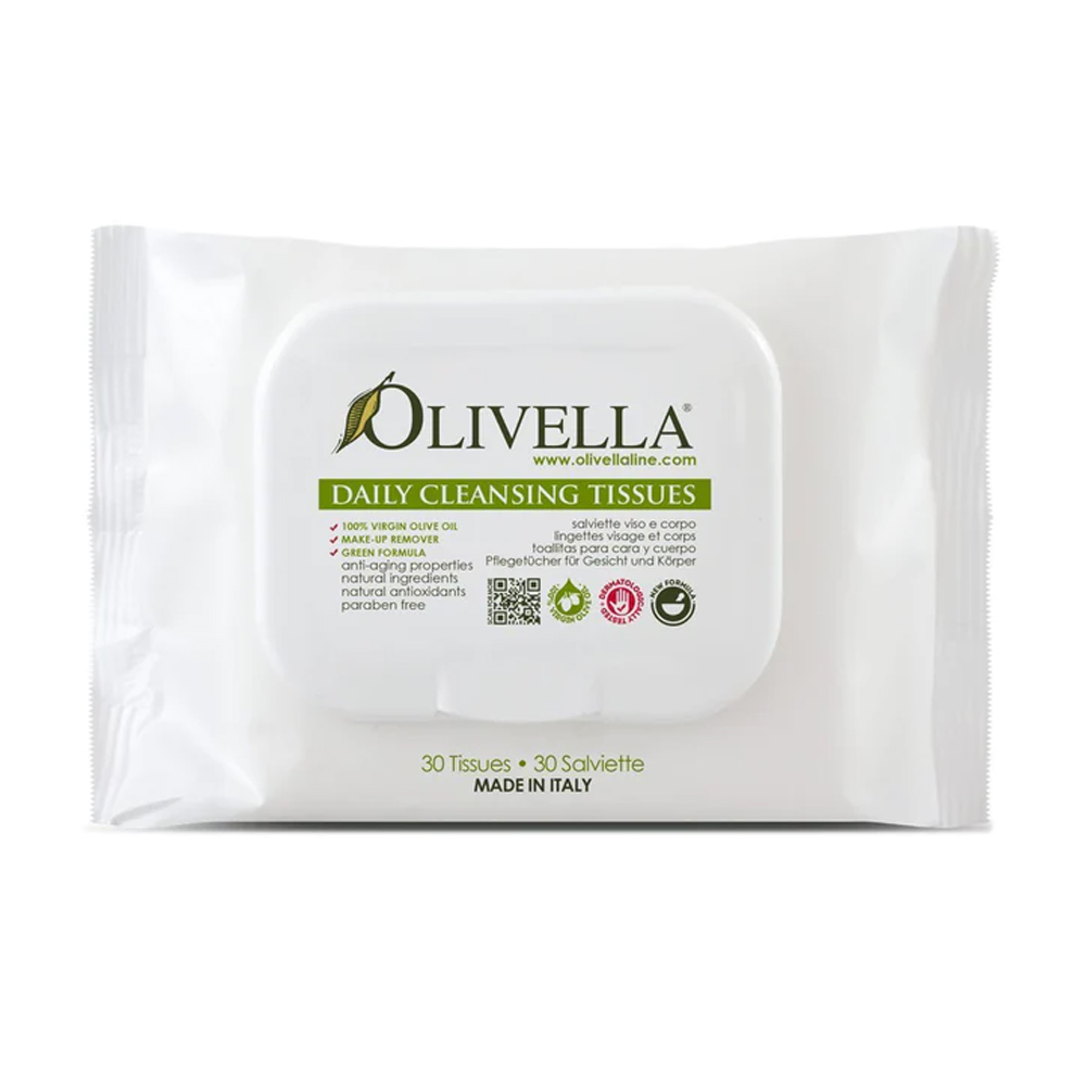 Очищувальні серветки для обличчя і тіла Olivella Daily Cleansing Tissues, 30 шт
