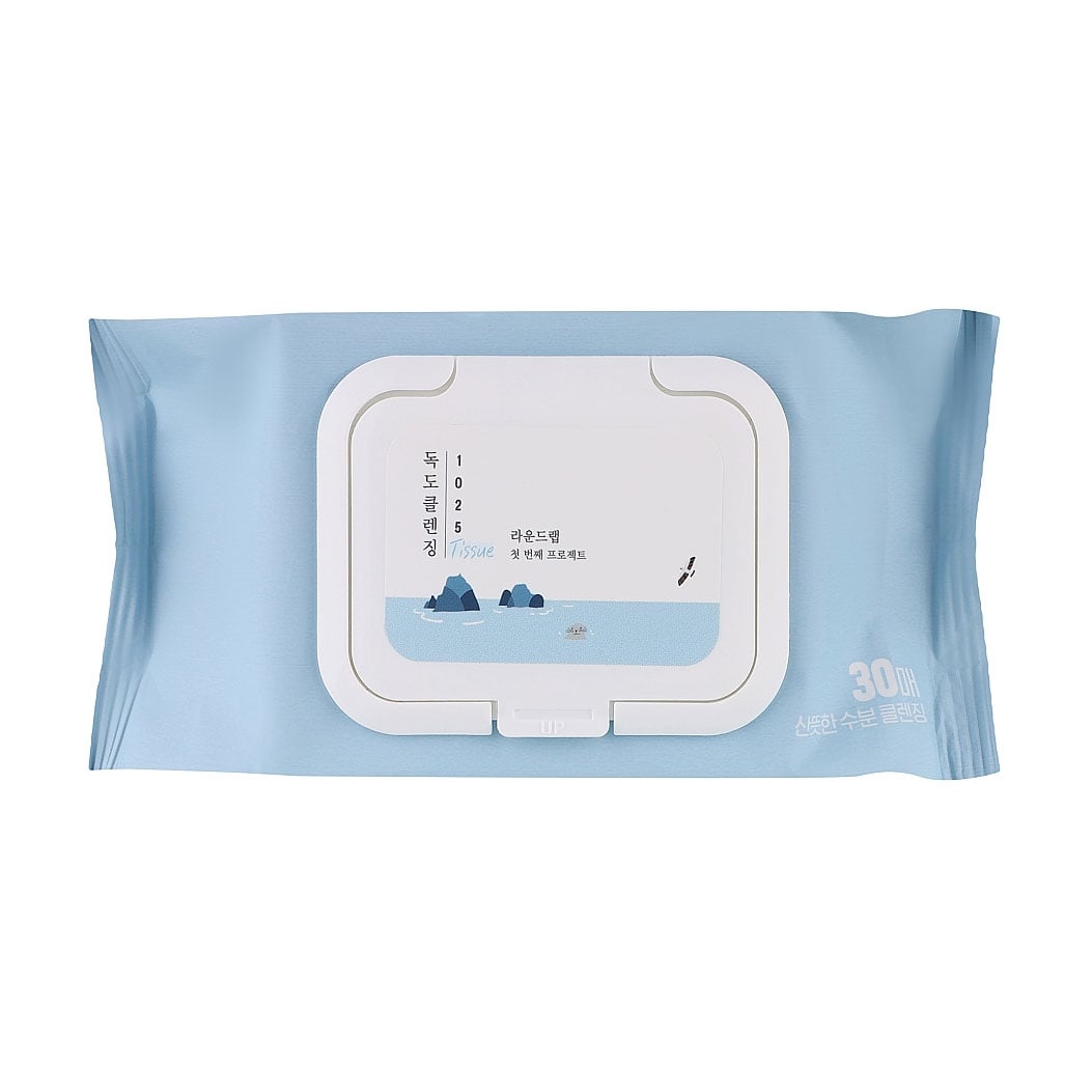Очищувальні серветки для зняття макіяжу Round Lab 1025 Dokdo Cleansing Tissue з морською водою, 30 шт