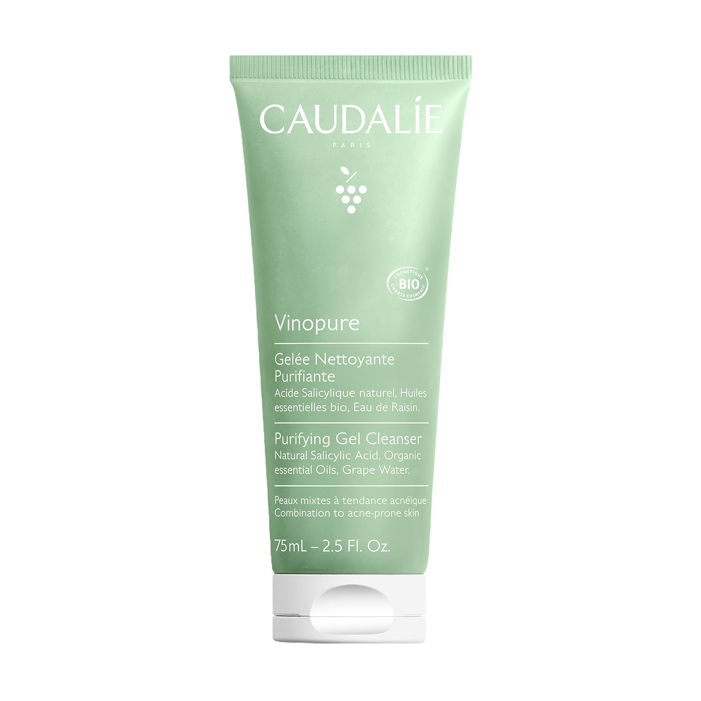 Очищувальний гель для обличчя Caudalie Vinopure Purifyng Gel Cleanser для комбінованої та жирної шкіри, 75 мл