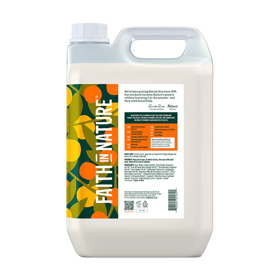 Очищувальний кондиціонер Faith In Nature Purifying Conditioner для жирного волосся та шкіри голови, з грейпфрутом та апельсином, 5 л