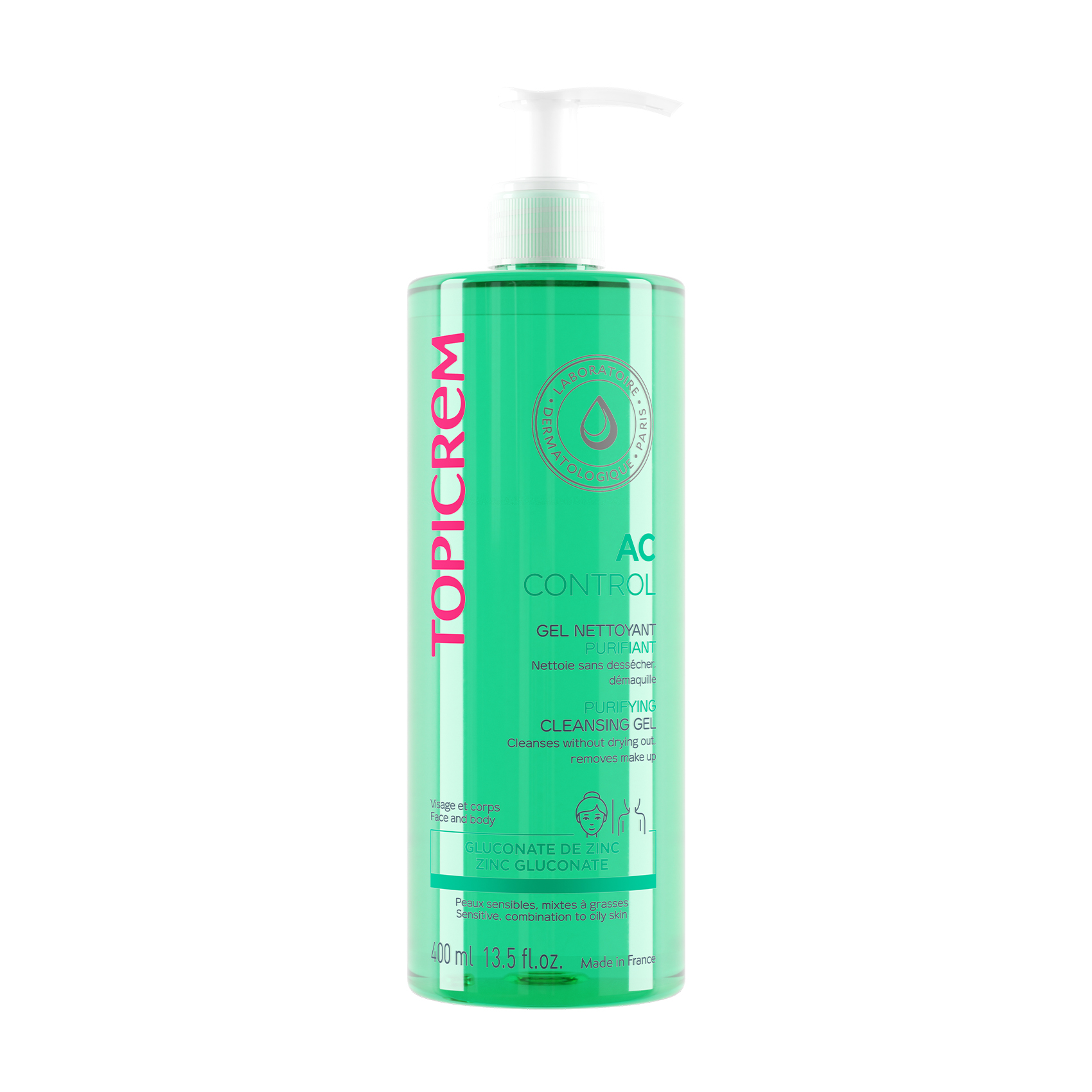 Очищувальний себорегулювальний гель для обличчя та тіла Topicrem AC Purifying Cleansing Gel, 400 мл