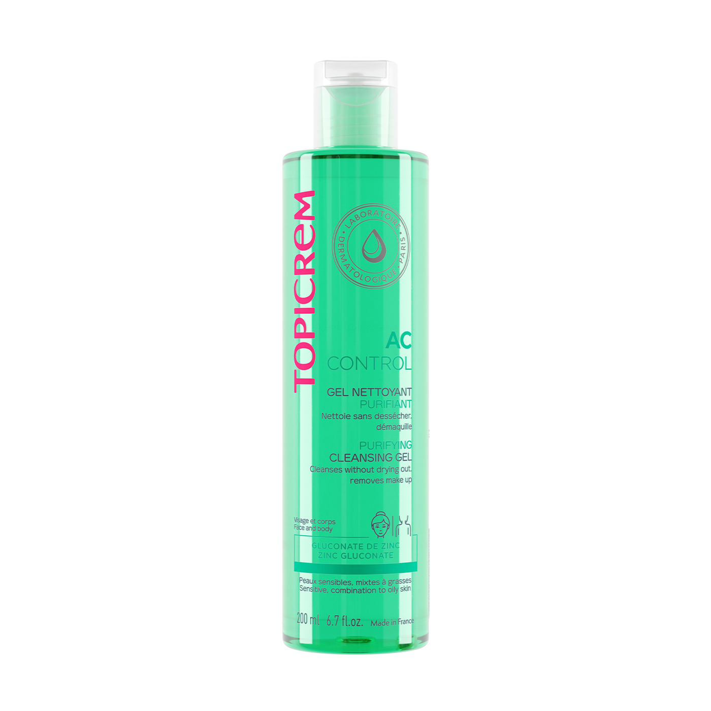 Очищувальний себорегулювальний гель для обличчя та тіла Topicrem AC Purifying Cleansing Gel, 200 мл