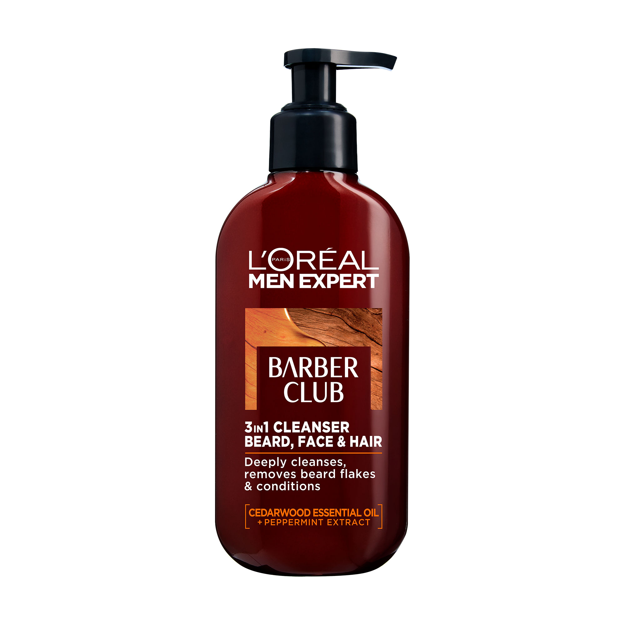 Очищувальний шампунь для волосся, бороди та обличчя L’Oreal Paris Men Expert Barber Club 3 в 1, 200 мл