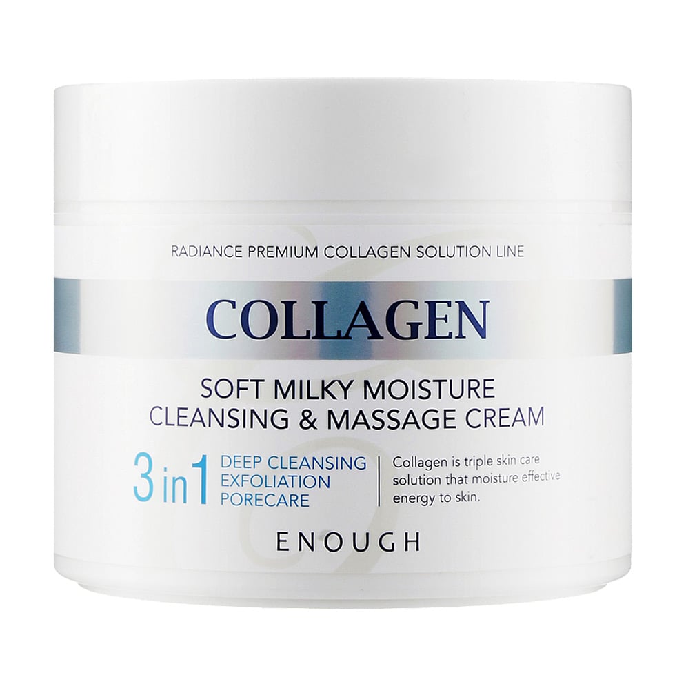 Очищувальний та масажний крем для обличчя та тіла Enough Collagen Soft Milky Moisture Cleansing and Massage Cream, 300 мл