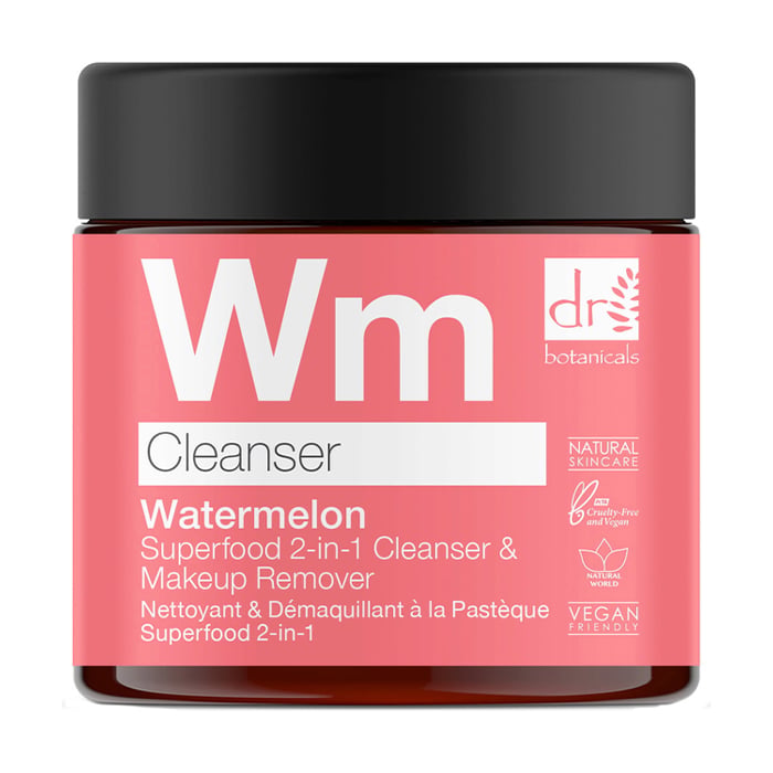 Очищувальний засіб для зняття макіяжу Dr. Botanicals Watermelon Superfood 2-in-1 Cleanser &amp; Makeup Remover, 60 мл