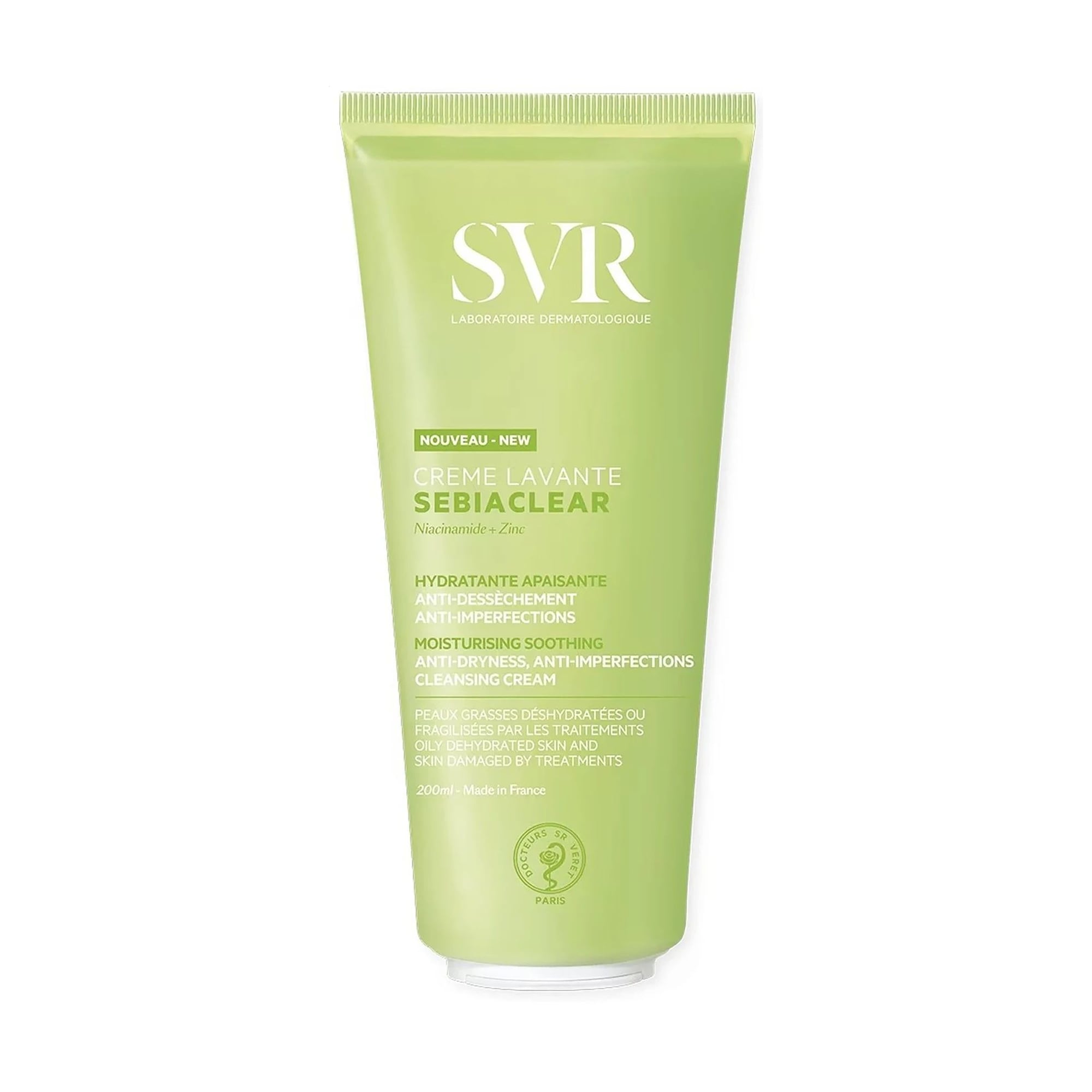 Очищувальний зволожувальний крем для обличчя SVR Sebiaclear Moisturising Soothing Cleansing Cream проти недоліків шкіри, 200 мл