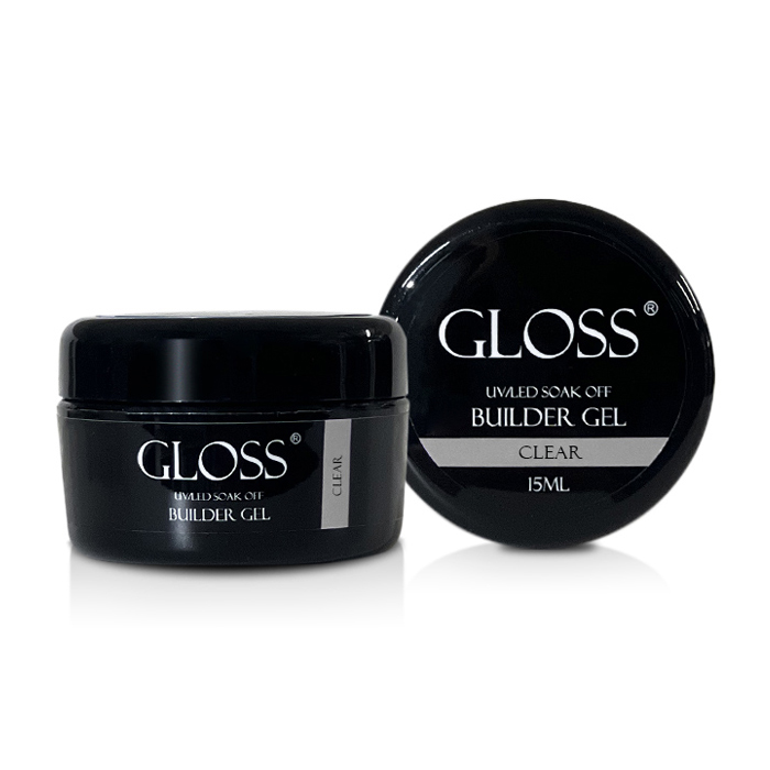 Однофазний гель для нігтів Gloss Builder Gel UV/LED Soak Off, Clear, 15 мл