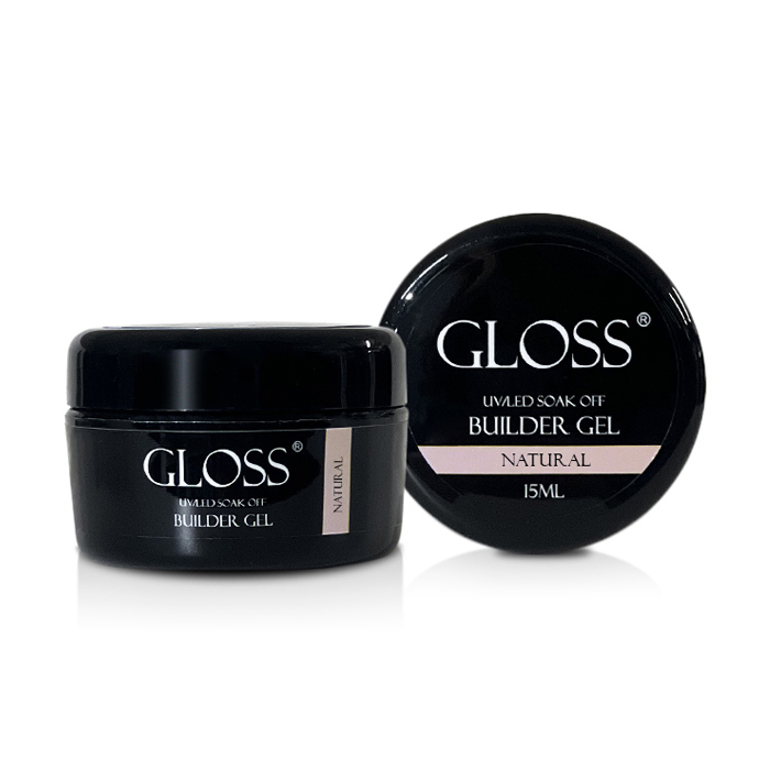 Однофазний гель для нігтів Gloss Builder Gel UV/LED Soak Off, Natural, 15 мл