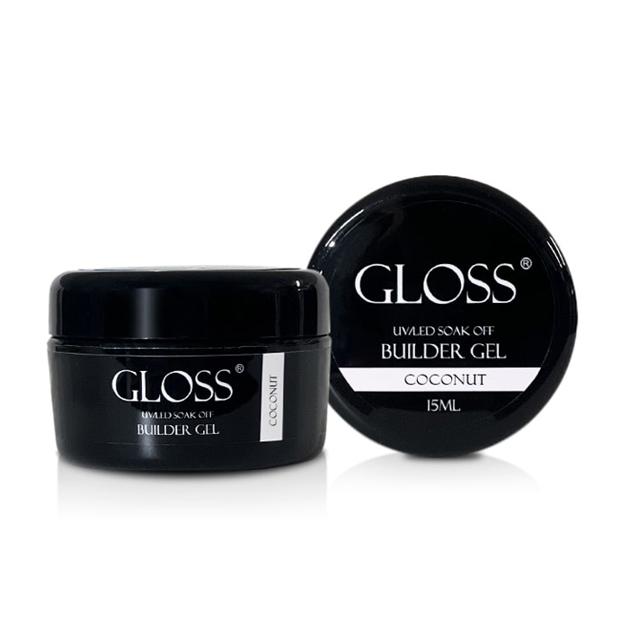 Однофазний гель для нігтів Gloss Builder Gel UV/LED Soak Off, Coconut, 15 мл
