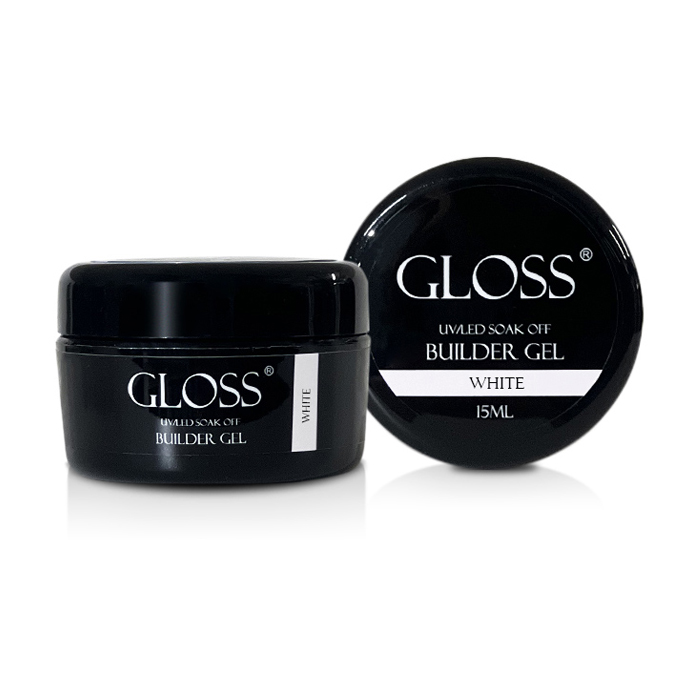 Однофазний гель для нігтів Gloss Builder Gel UV/LED Soak Off, White, 15 мл