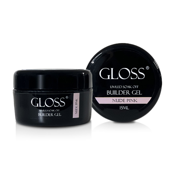 Однофазний гель для нігтів Gloss Builder Gel UV/LED Soak Off, Nude Pink, 15 мл