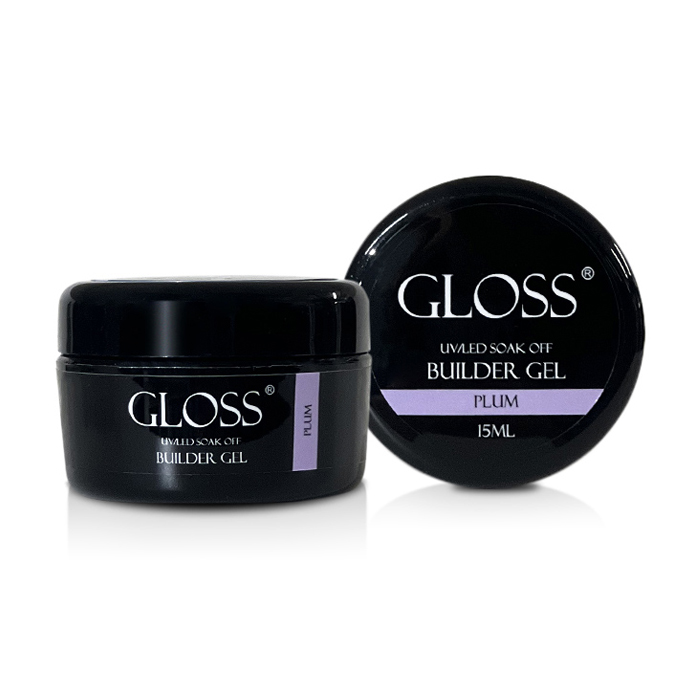 Однофазний гель для нігтів Gloss Builder Gel UV/LED Soak Off, Plum, 15 мл