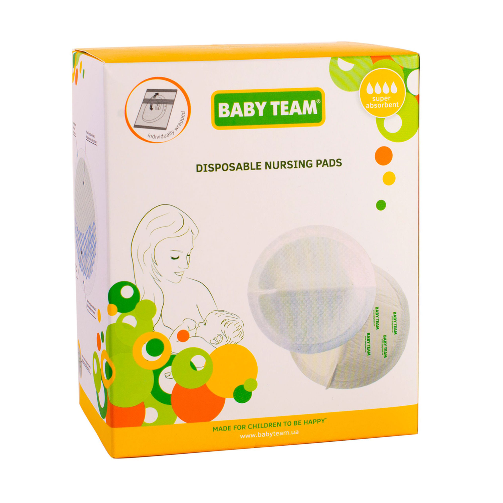 Одноразові абсорбувальні вкладки до бюстгальтера Baby Team Disposable Nursing Pads суперпоглинаючі, 30 шт (0020)