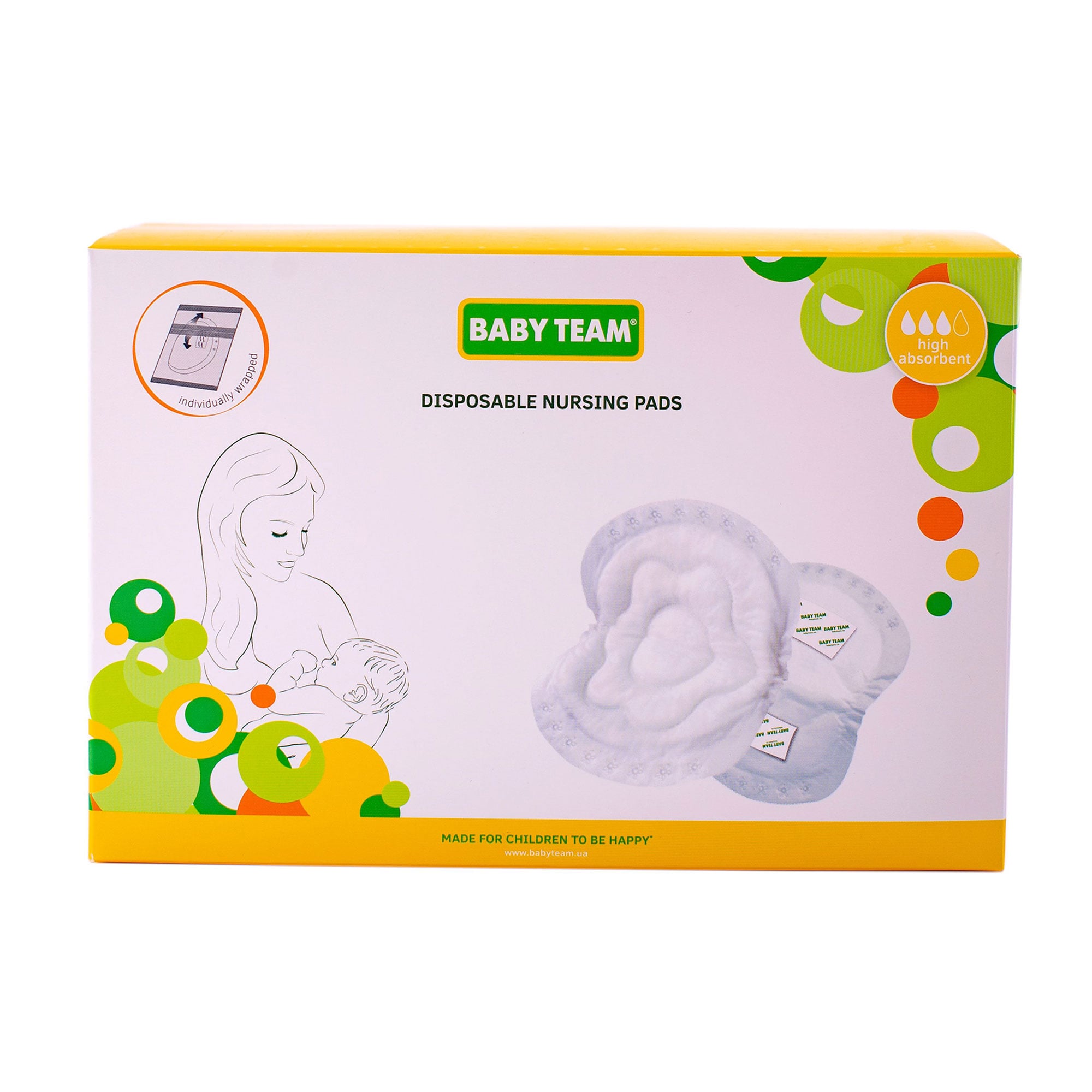 Одноразові абсорбувальні вкладки до бюстгальтера Baby Team Disposable Nursing Pads, 60 шт (0025)