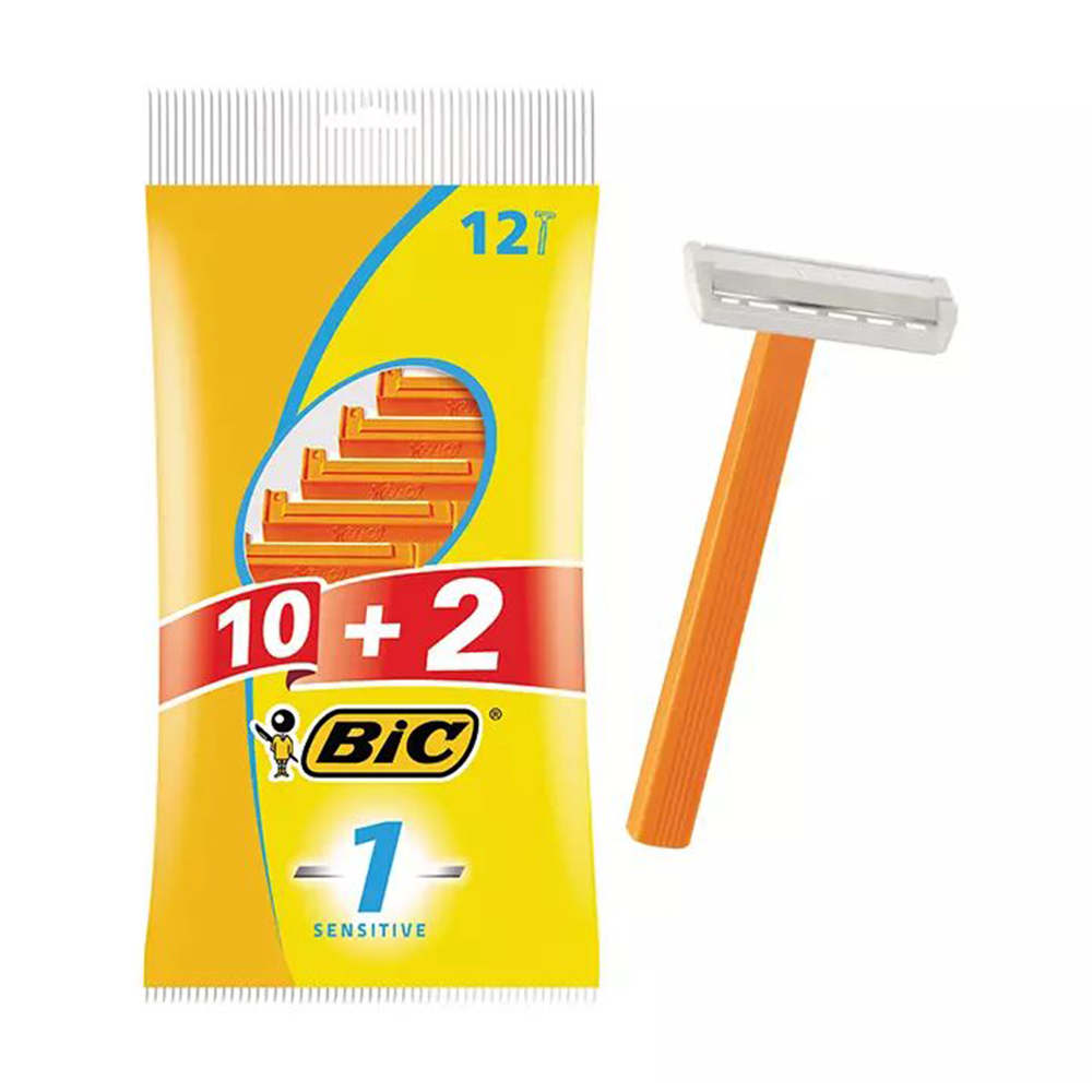 Одноразові станки для гоління BIC 1 Sensitive чоловічі, 12 шт