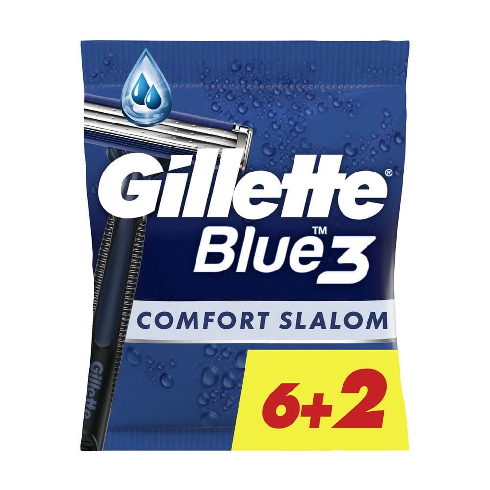 Одноразові станки для гоління чоловічі (бритви) Gillette Blue 3 Comfort Slalom, 8 шт