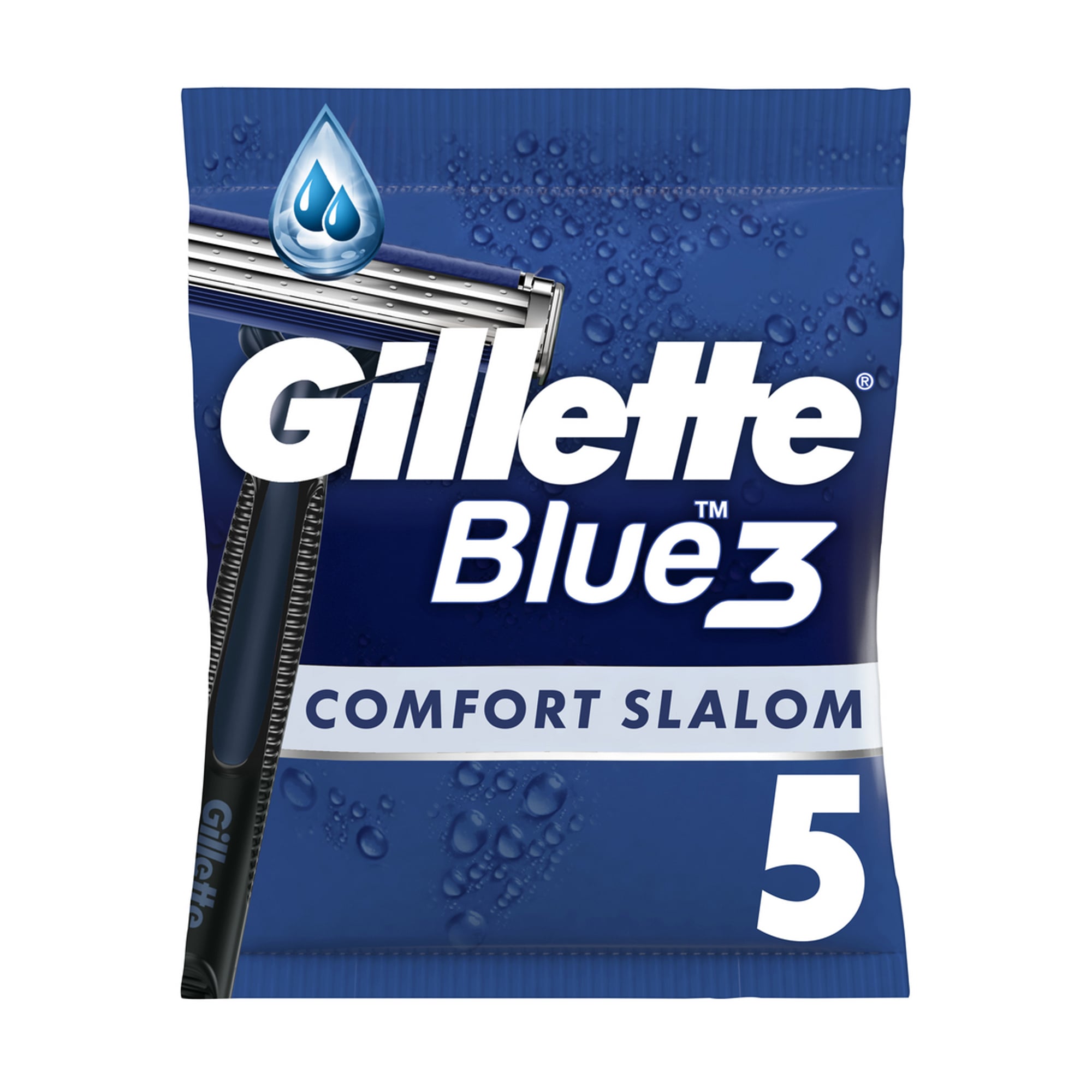 Одноразові станки для гоління чоловічі (бритви) Gillette Blue 3 Comfort Slalom, 5 шт