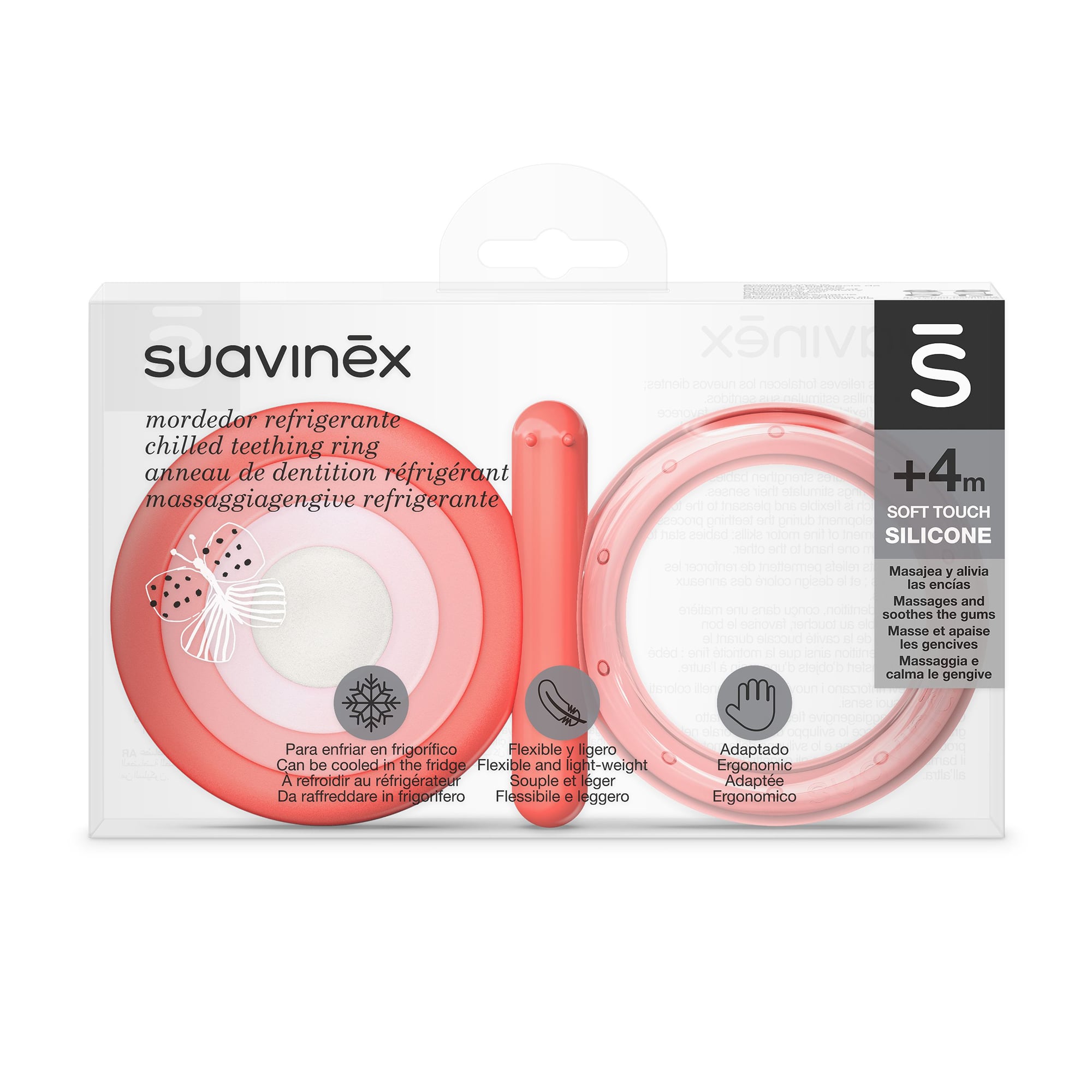 Охолоджувальний прорізувач Suavinex силіконовий, від 4 місяців, рожевий (401437)