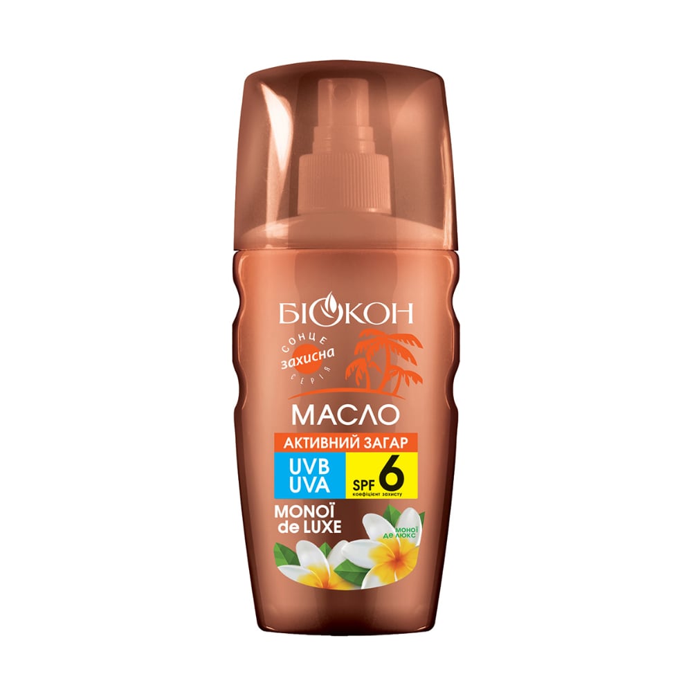 Олія для тіла Біокон Активна засмага, Олія моної SPF 6, 160 мл
